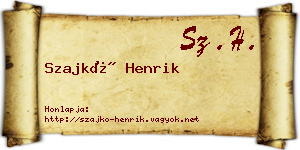Szajkó Henrik névjegykártya